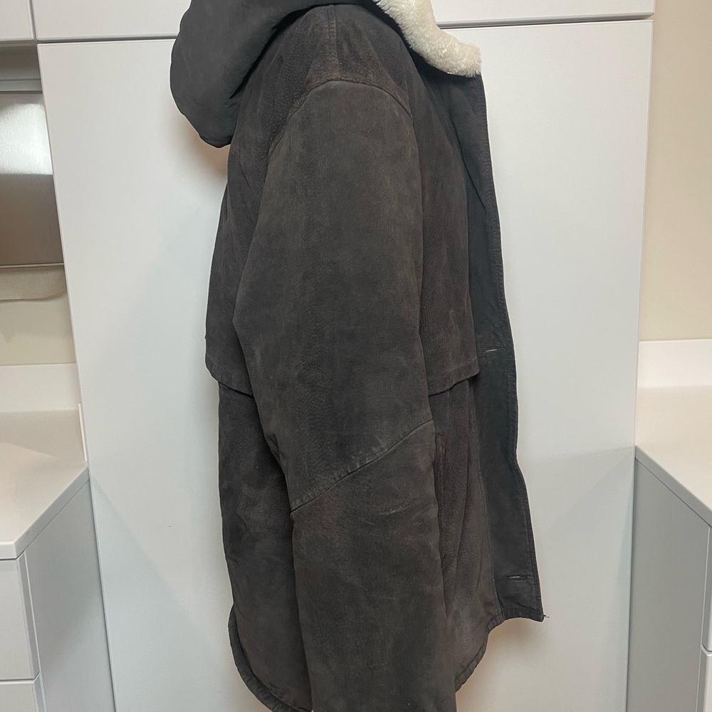 Wilsons Real Leather Brown Suede Coat Cozy Fur Lined Jacket Unisex - Picture 5 of 11